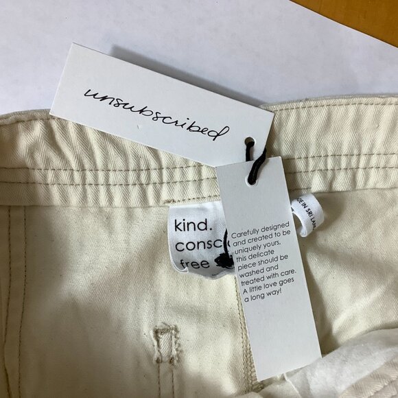 Unsubscribed High Waisted Cuffed Desert Pleat Front Short In Natural NWT 4 - Picture 4 of 6